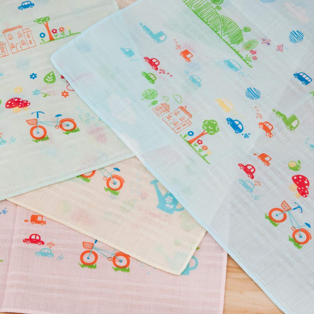 HOULIFE - Pañuelos para niños y niñas, 100% algodón de bambú, diseño de dibujos animados, para niños y estudiantes, 4 piezas, 31 x 31 cm, regalos de Navidad