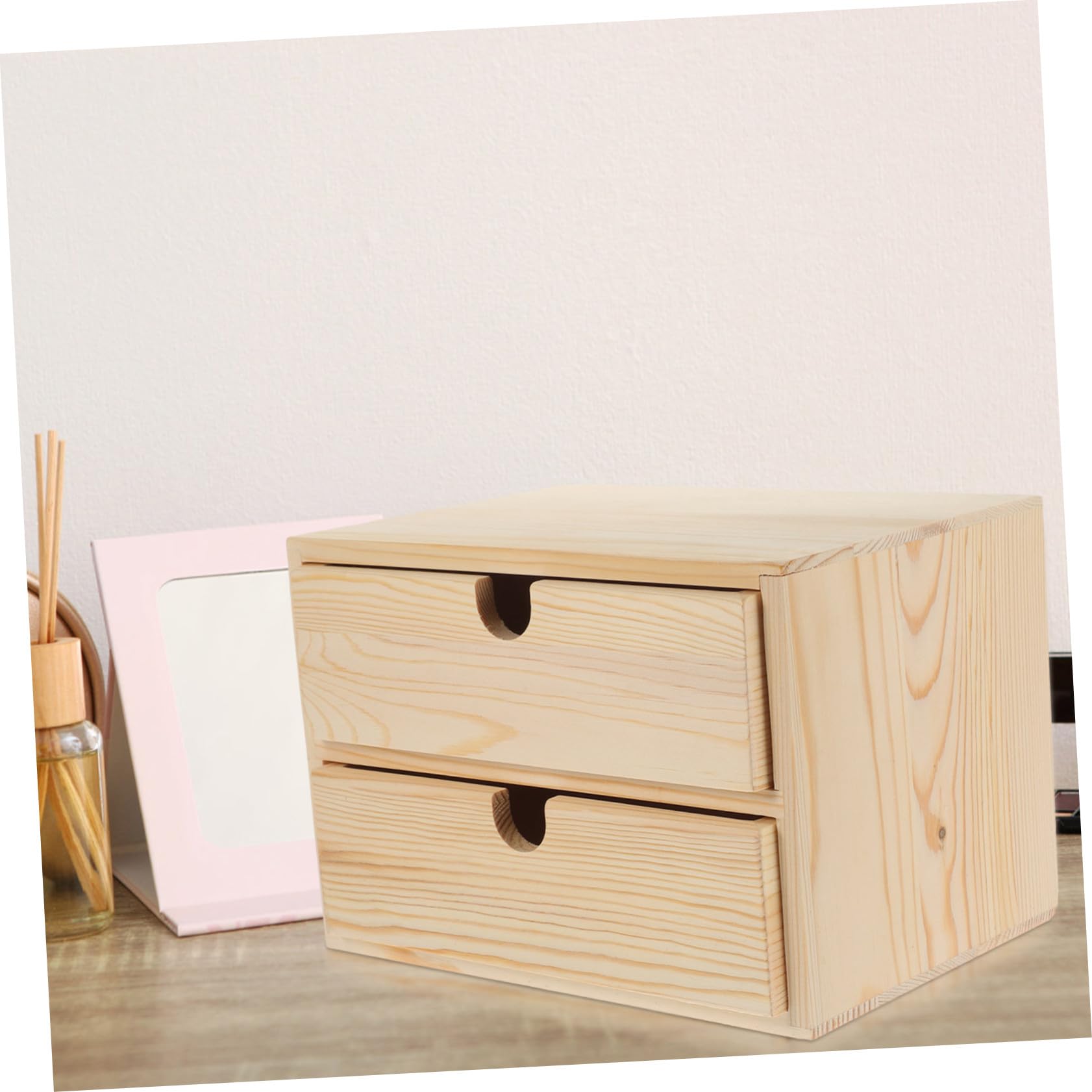 POPETPOP Scatola Portaoggetti in Legno Con Cassetti Organizzatore Da Scrivania Contenitore Per Cancelleria Scatola Portaoggetti Da Ufficio Cassetti Per Vari Articoli