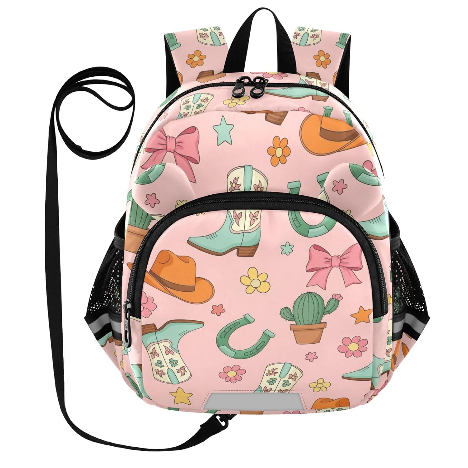 Western Cowboy Cactus Flowers Print Toddler Harness Backpack for Boys Girls 3-6 Years Kids Backpack with Anti Lost Safety Leash Baby Protection Backpack for Walking Preschool Travel