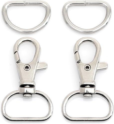CRAFTMEMORE Ganchos giratorios con cierre de mosquetón clásicos con anillos en D para correa de bolso, cordón de cuero, 10 juegos CSD1 (34 pulgadas,