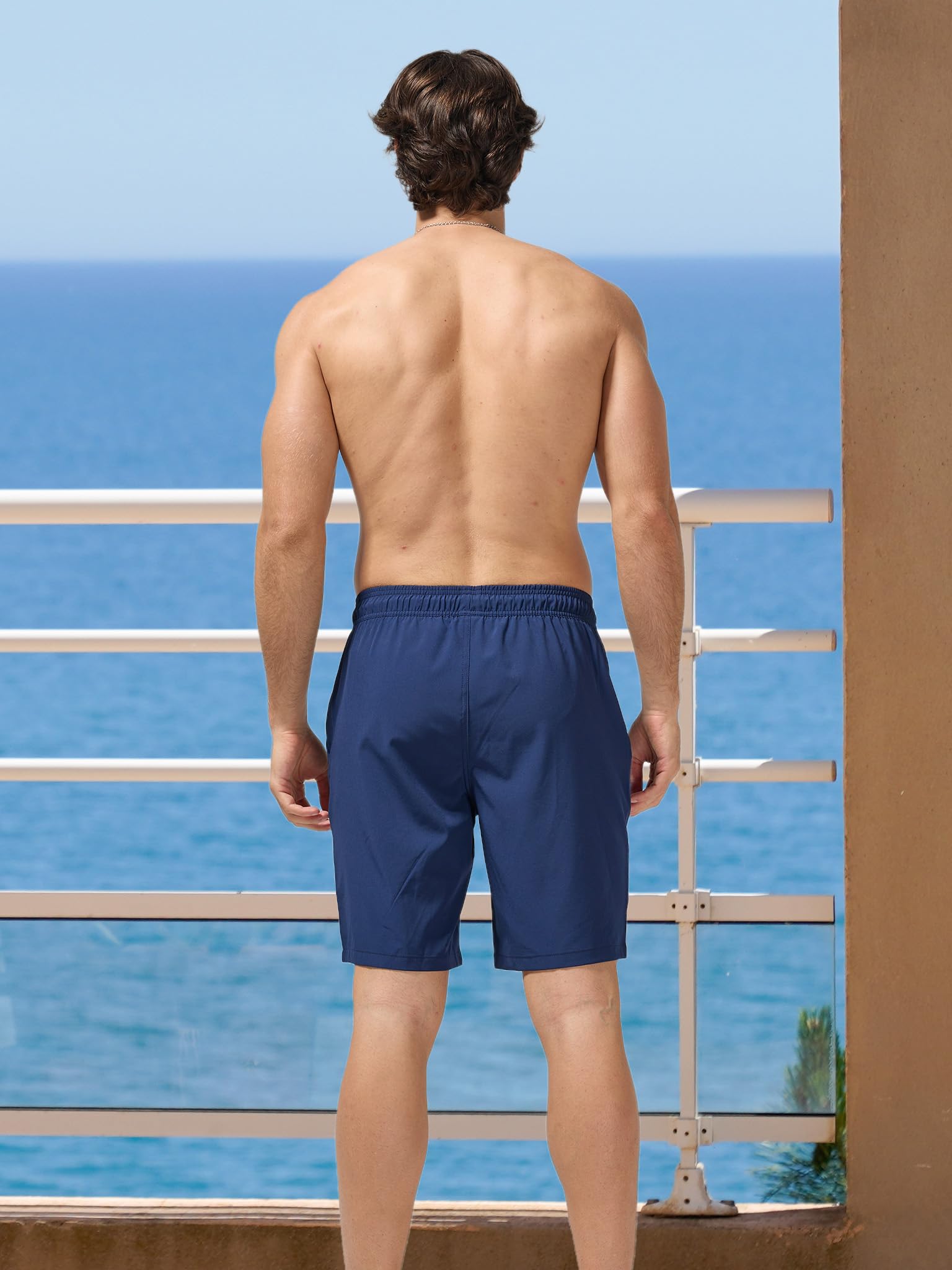 Arcweg Costume da Bagno Uomo, Pantaloncini Lunghi 2 in 1 con Doppia Fodera Traspirante e Asciugatura Rapida, con Tasche e Coulisse Regolabile, per Mare, Surf e Nuoto