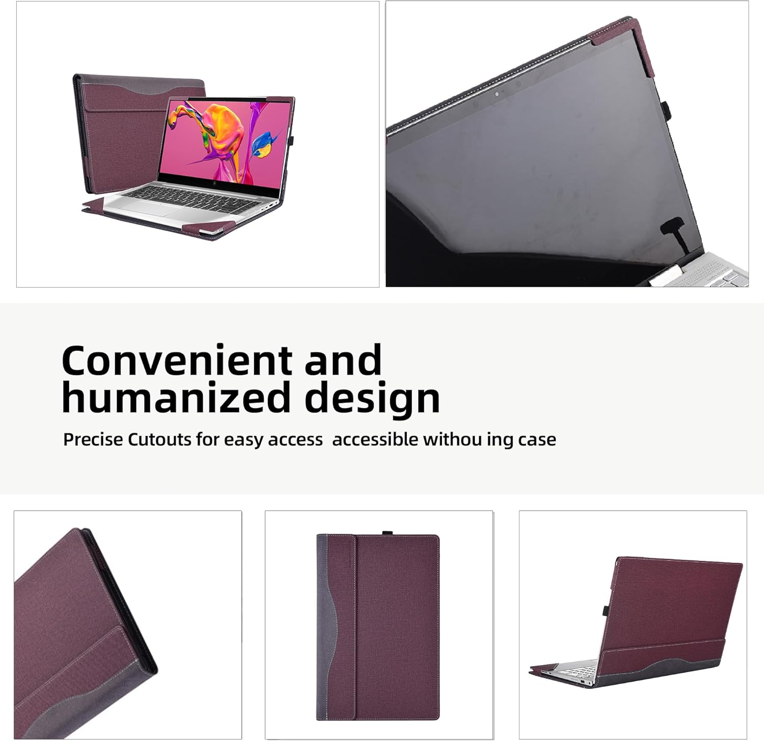 Laptop Cover for Lenovo K14 Gen 1 | V14 G2 ALC/IJL/IL 2021 | V14 G3 ABA/IAP |V14 Gen 4 ABP/AMN/IAH/IRU | for HP EliteBook 840 G7 G8 | EliteBook 845 G7 G8 14" PU Leather Inner Pocket Cover (Wine red)