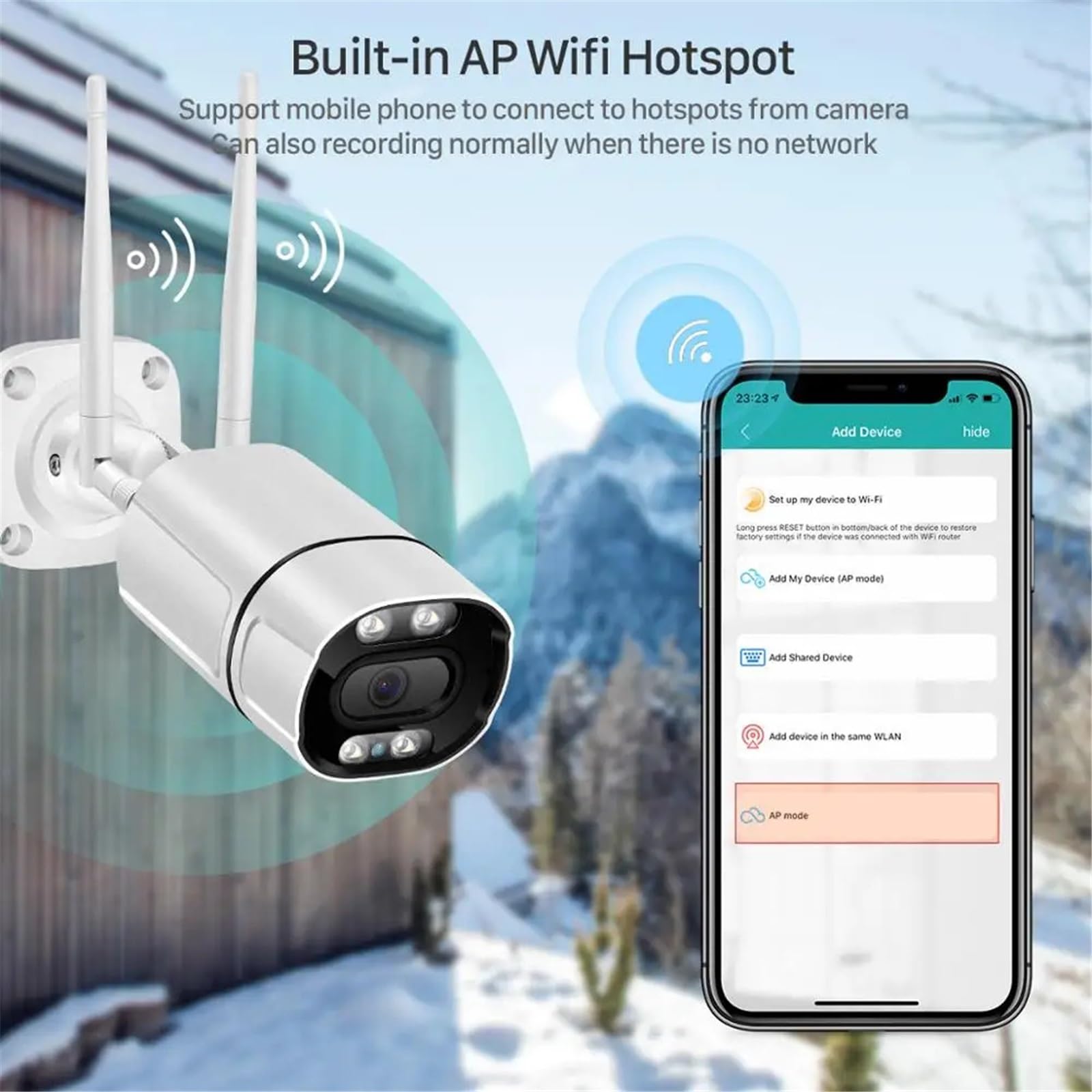 Telecamera IP da 5 MP, Wi-Fi, Ai, rilevamento Umano, Audio, Wireless, Telecamera di Sicurezza CCTV a Colori HD 1080P, Visione Notturna a infrarossi(5MP 64G Card)