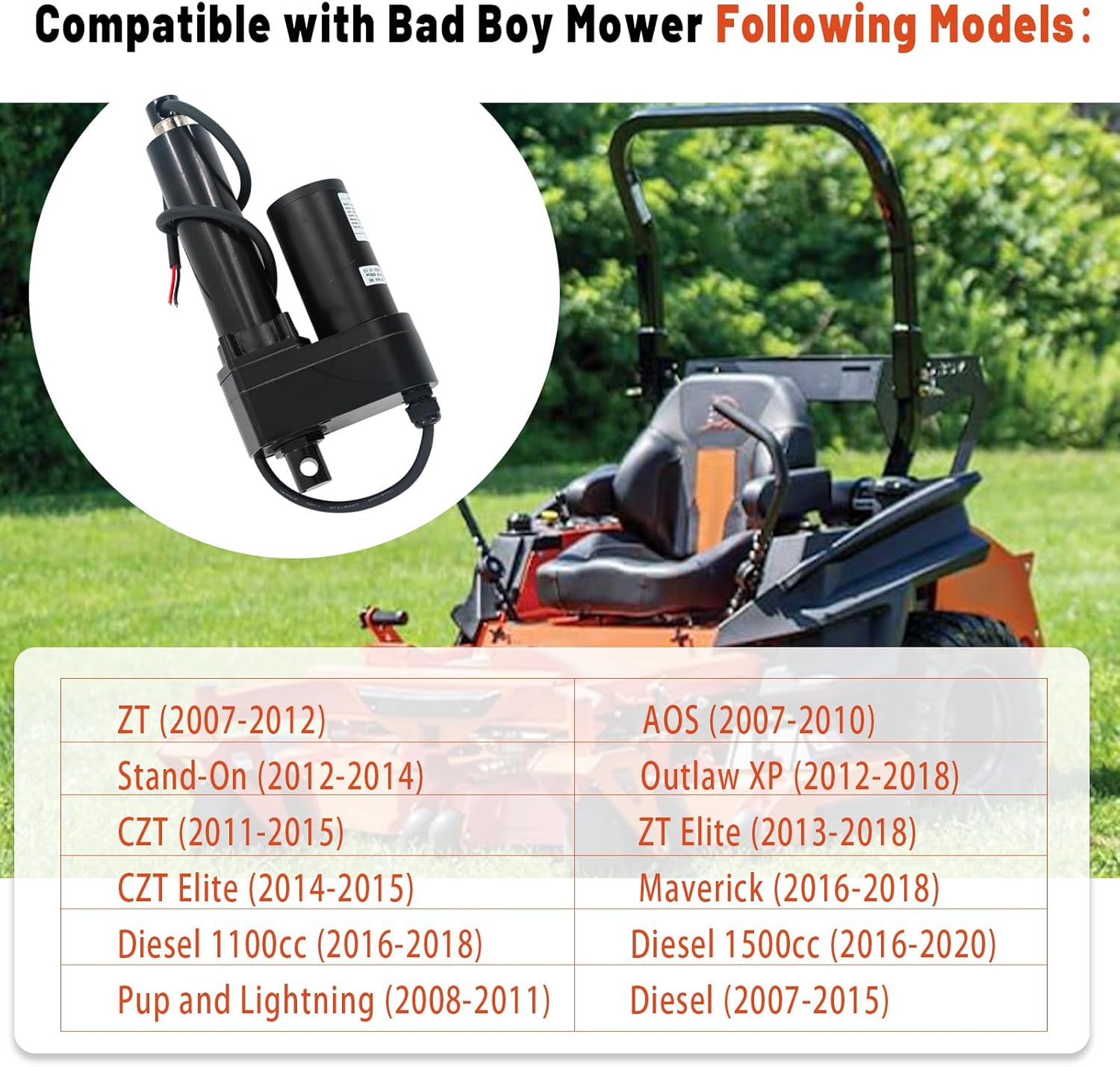 035-7033-00 Mower Deck Lift Actuator Compatible with Bad Boy Lawn Mower ZT Elite CZT AOS Compact Diesel Pup and Lightning Outlaw XP Stand-On Diesel 1100cc 1500cc Replace # 635-7033-00