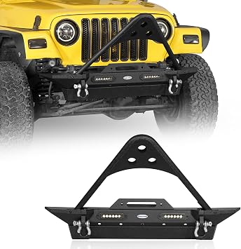 u-Box TJ Front Bumper w/Stinger & Winch Plate & LED Lights for Jeep Wrangler TJ 1997-2006
