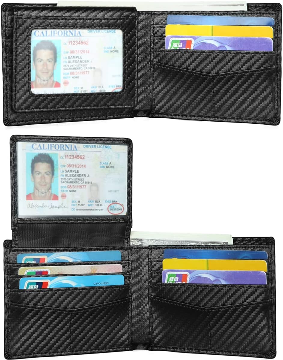 Huztencor AirTag Wallet Minimalist Front Pocket Mens Wallet for Apple Air Tag Carbon Fiber Black - Image 2