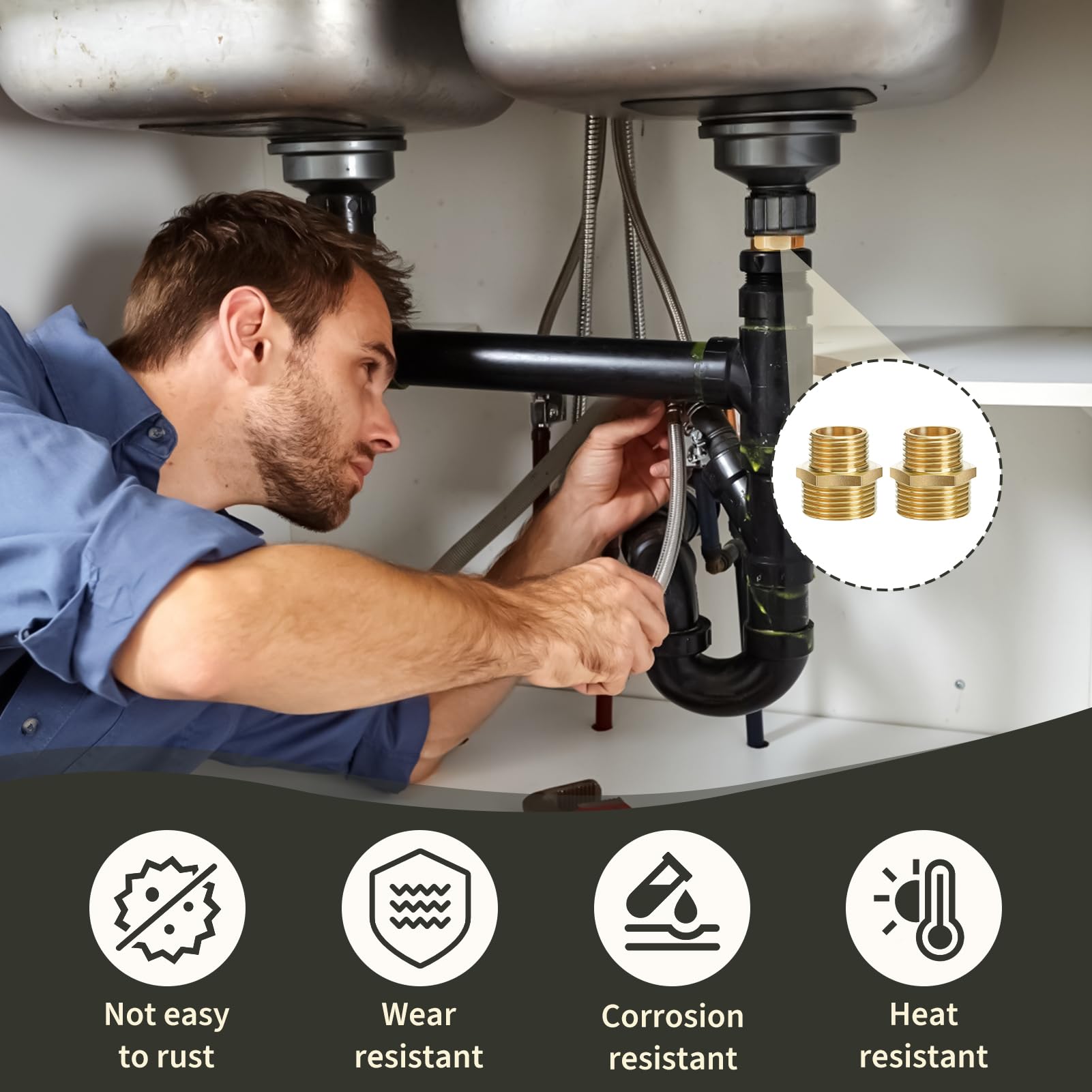 Raccord de tuyau en laiton pour immunisation pneumatique, filetage mâle et femelle, raccords en cuivre BSP, adaptateur pour eau, huile, gaz, 1/8 , 1/4, 3/8 , 1/2, 1 , 3/4 Raccord de tuyau en laiton pour immunisation pneumatique, filetage mâle et femelle, raccords en cuivre BSP, adaptateur pour eau, huile, gaz, 1/8 , 1/4, 3/8 , 1/2, 1 , 3/4