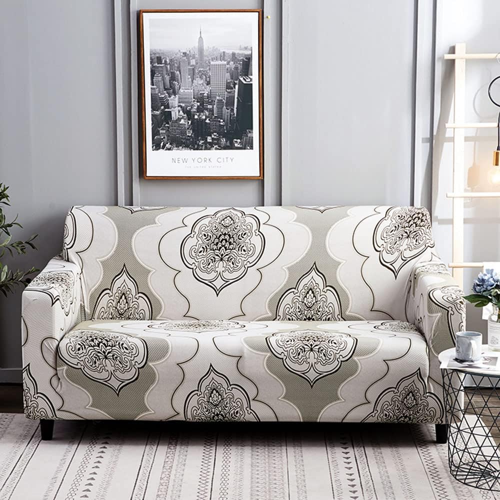 YOPOIY Stretch Armchair Sofa Cover 1 Seater Couch Cover Furniture Protector, Soft Fabric Settee Covers with 1 Cushion Cover -2-1 Seater(90-140cm)