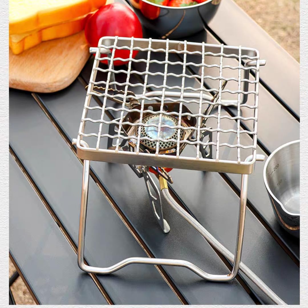 Wakects Grille de Barbecue Pliante, Mini Barbecue en Acier Inoxydable, Grille de Feu de Camp de Support de Camping Portable avec Sac de Rangement pour Pique-nique en Plein Air