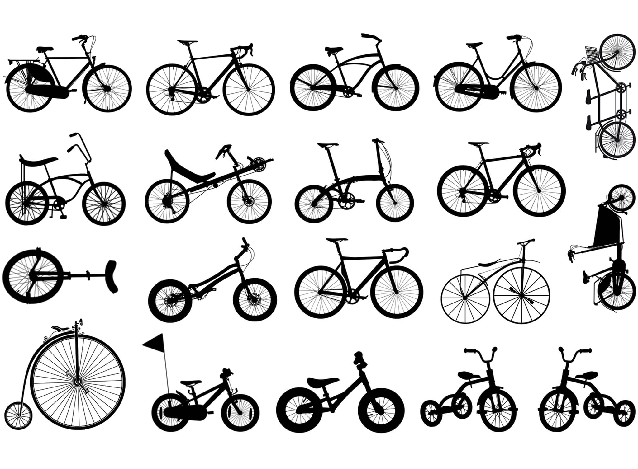 Bicycle 19 Pcs 1 Inch Black Fused Glass Decals