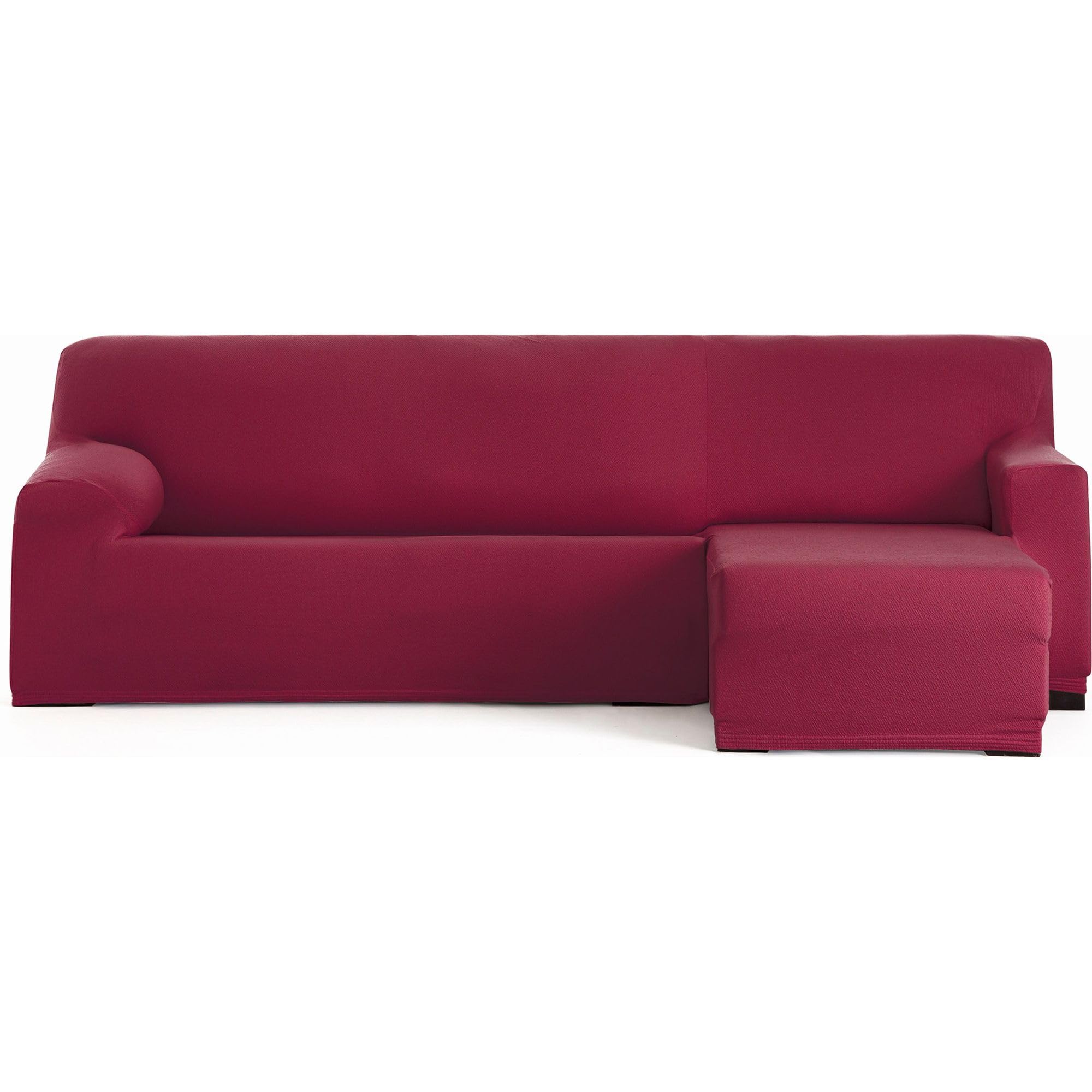 ECOMMERC3 Chaise longue Cover Short Right Arm Bi-Elastic Breathable – Bordeaux Chaise Lounge Sofa Cover with Elastic and Foam Adjustment, Wear Protection