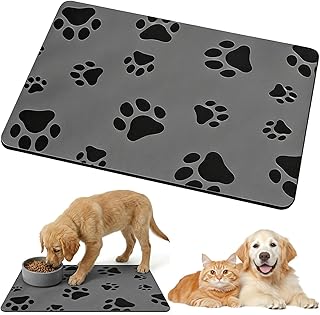 Napfunterlage Hund 60x40 cm rutschfeste Futtermatte für Hunde und Katzen Saugfähige & Schnelltrocknende Kieselgur Hundematte mit Gummirücken wasserdichte Hundenapf Unterlage für Haustiere