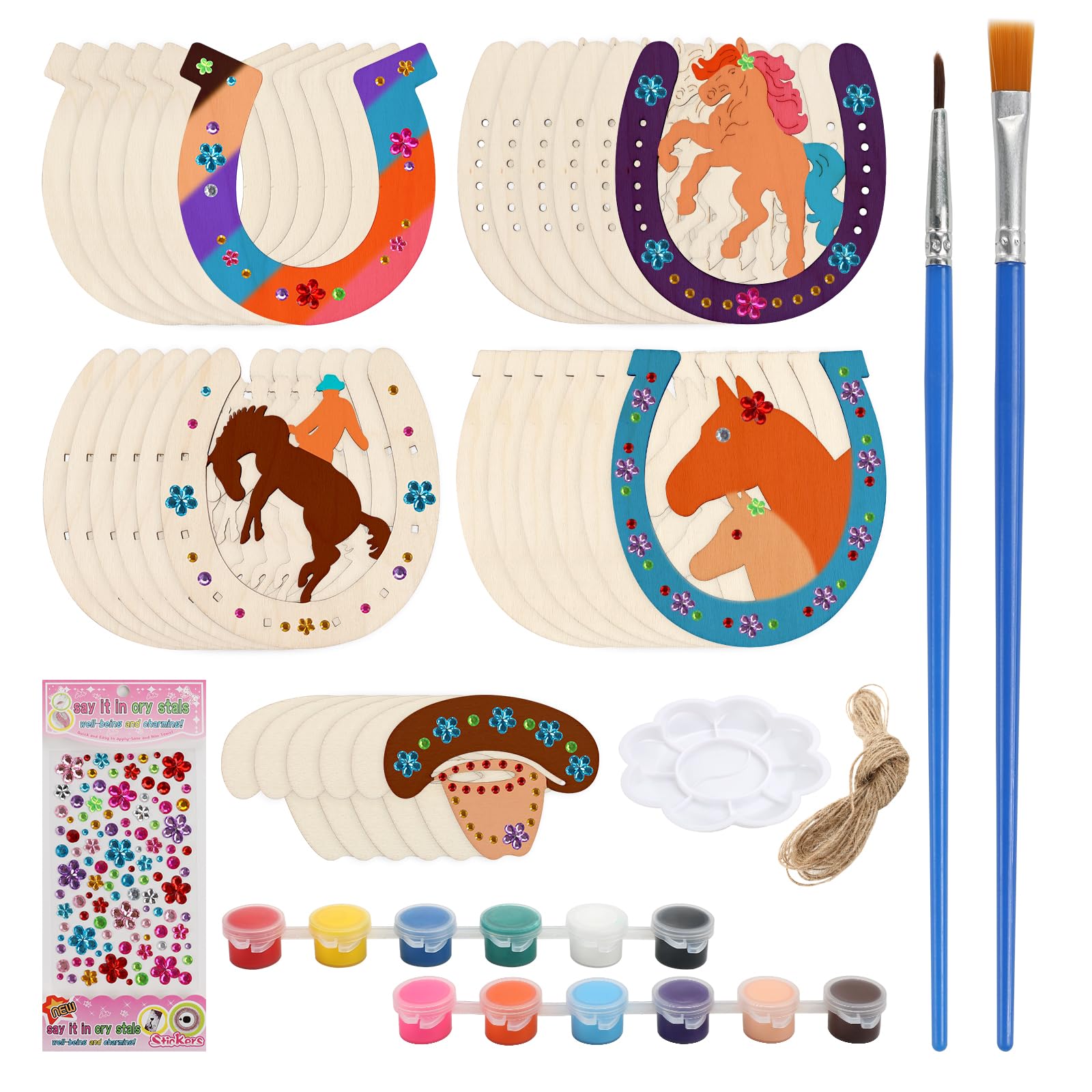 36PCS Herraduras de Madera Manualidades, Madera de Herradura Artesanía Sin Terminar, Discos de Madera de Herradura Decoración para DIY, Cumpleaños Infantiles, Bodas Coronas Regalo