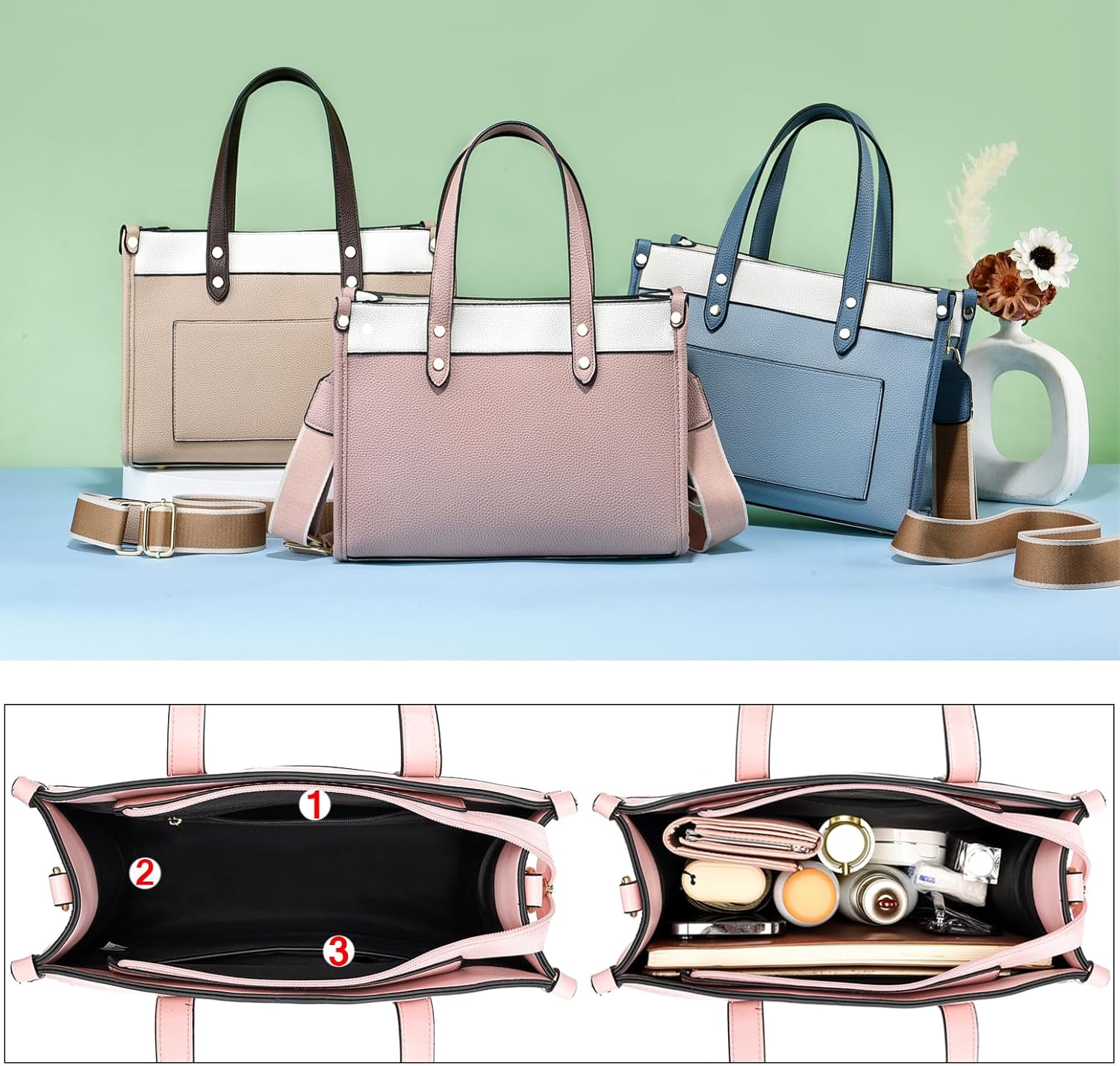 CROJUYI Tote Bag for Women - Satchel Purse and Handbags Ladies Shoulder Totes Crossbody Bags