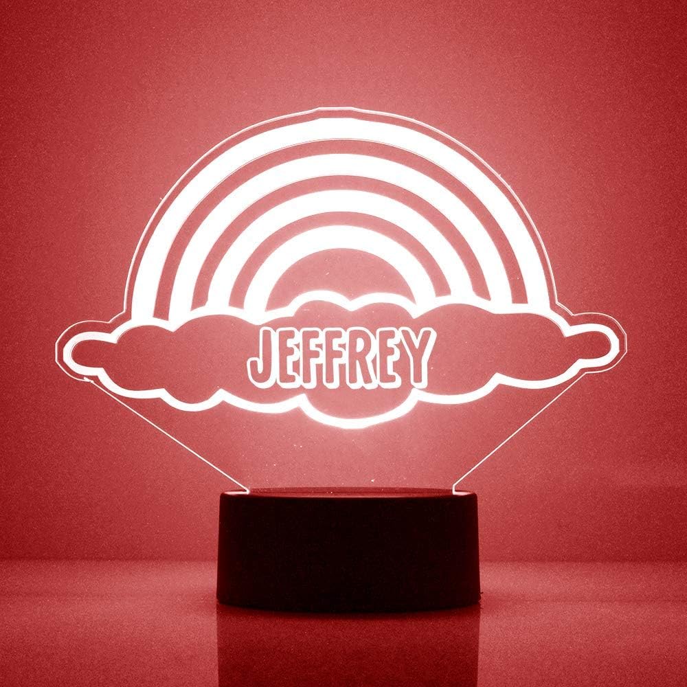 Custom Rainbow LED Sign Night Light Lamp with Remote, Light Up Display with Personalized Name or Image, Customized, Made in The USA, Clear Acrylic Design with 16 Colors, 4 Modes