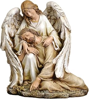 Joseph's Studio by Roman - Angel with Fallen Christ Figure on Base, Life of Christ, Renaissance Collection, 7" H, Resin and Stone, Religious Gift, Decoration