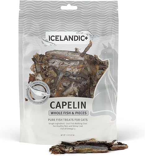 Vista 12 de Icelandic+ Arenque de pescado entero, bolsa de 1.5 onzas, golosinas para gatos, puro capturado en la naturaleza y secado al aire, aperitivo de un