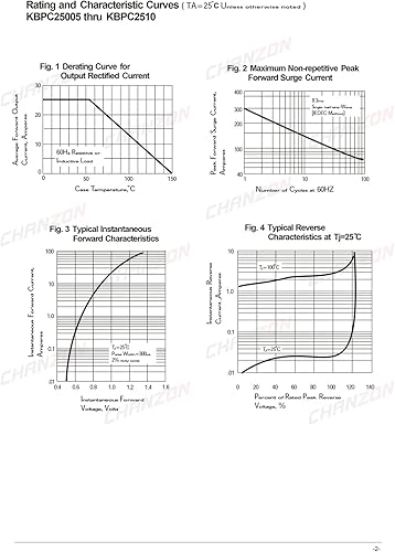 Miniatura 3 de Chanzon KBPC2504 Puente Rectificador Diodo 25A 400V KBPC Monofásico, Onda Completa 25 Amp 400 Voltios Diodos de Silicio Electrónicos