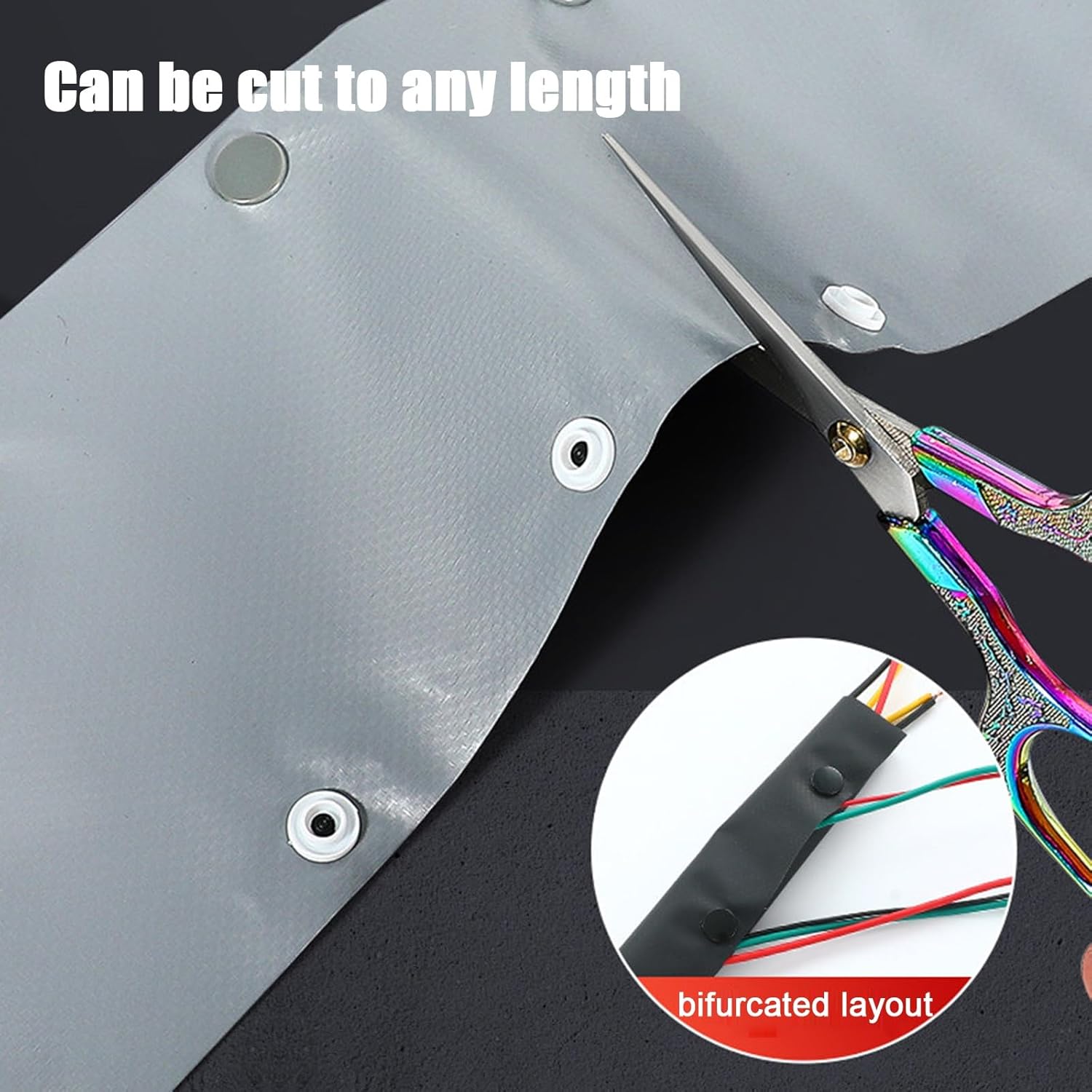 Gray Snap Button PVC Cable Wrap Sleeve, Flame-Retardant Reusable Cable Management, 0.38 Mm Thickness for Home Office Server Wiring, Reusable Split Cable Protector(12mm,25FT)