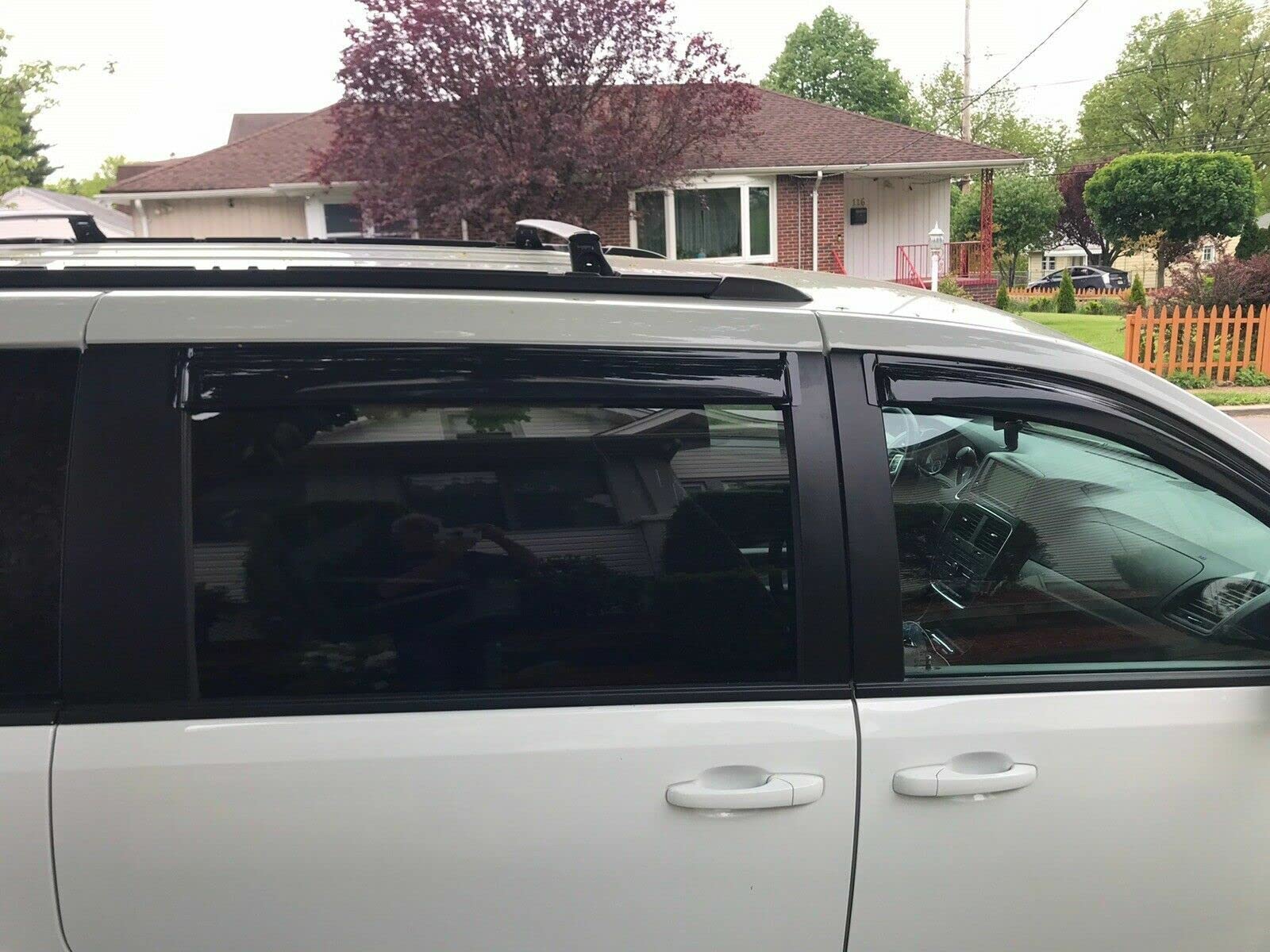 VICOJETOR 94251 Waterproof Sunproof Rain Guards Set, 4pcs Out-Channel Protective Side Window Wind Deflectors, Window Visor fit for 2008 - 2016 Chrysler Town & Country, 2008 - 2020 Dodge Grand Caravan