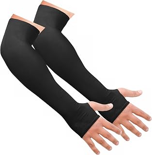 UV Protection Arm Sleeves with Thumb Holes, Nylon Sun Protection Hand Cover for Running and Cycling, Unisex