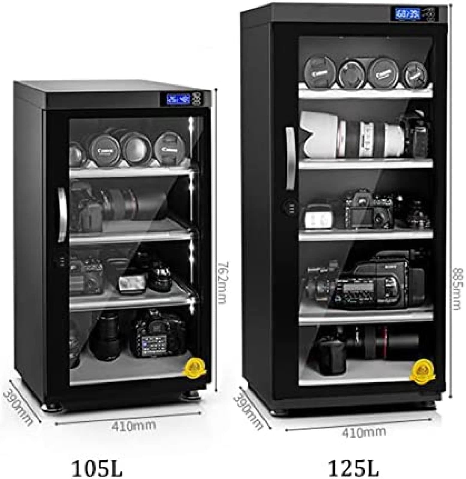 Armadio Asciutto Intelligente, Armadio di Deumidificazione Automatico Grande da 125 Litri, Obiettivo per Fotocamera da 105 Litri E Scatola A Prova di umidità per Attrezzature Fotografiche con Serr
