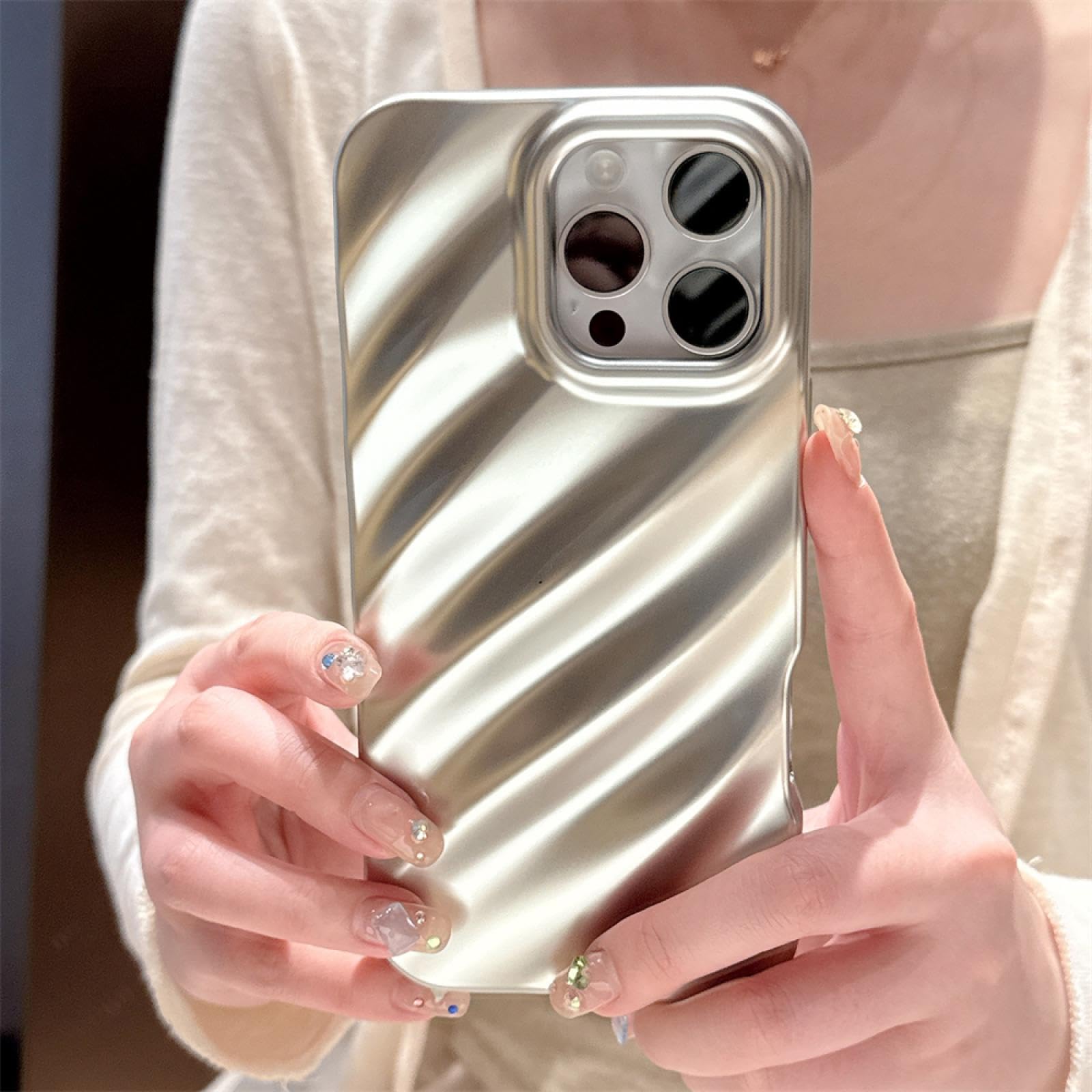 Coque iPhone 13 Pro Max argent effet mat plaqué haute finition