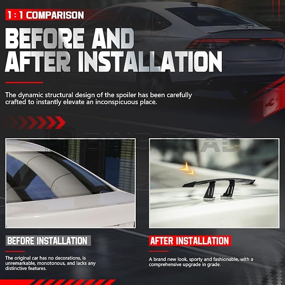 Car Mini Spoiler Wing, 6.7 Inch Mini Spoiler for Car Funny,Carbon Fiber B