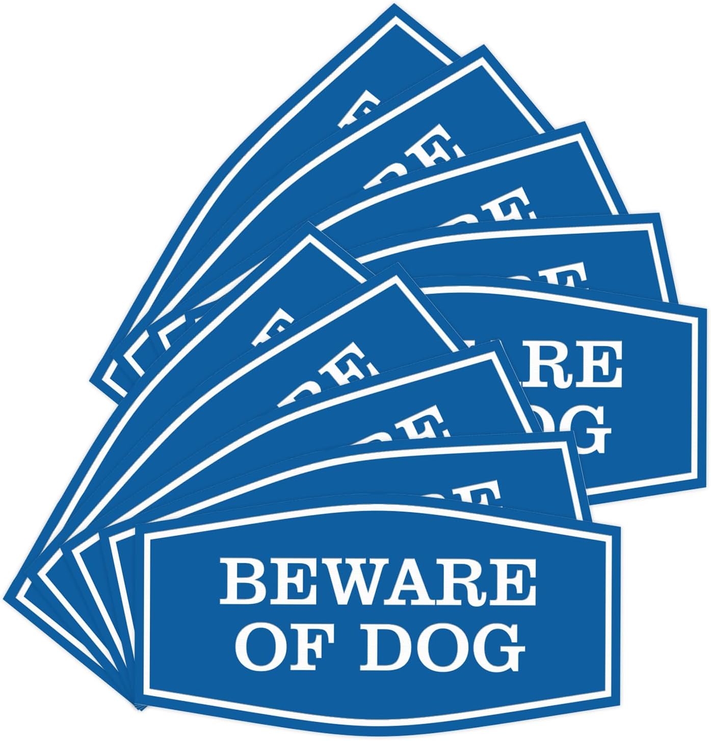 All Quality Fancy Beware of Dog Wall or Door Sign | Durable Material | Home Security Signs | Easy to Install (Blue) - Small 10 Pack