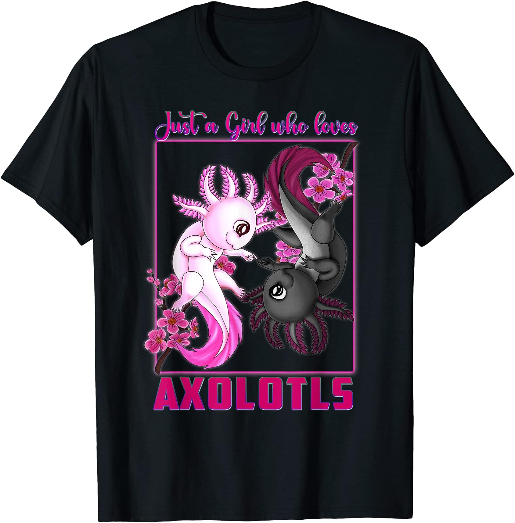 King of TeesJust A Girl Who Loves Axolotl Shirt Yin Yang Plush Pets Kids T-Shirt