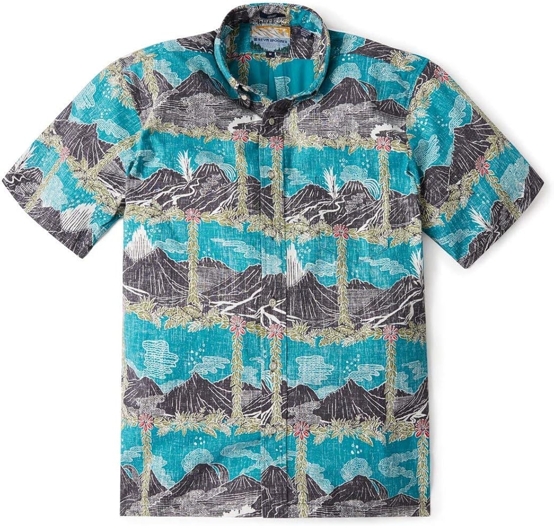 Reyn Spooner Volcanoes Hawaiian Aloha Shirt Button Front at Amazon