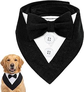 Formal Dog Tuxedo Adjustable Wedding Dog Bandana Collar with Bowtie Engagement Birthday Tuxedo for Medium Large Dogs Pets