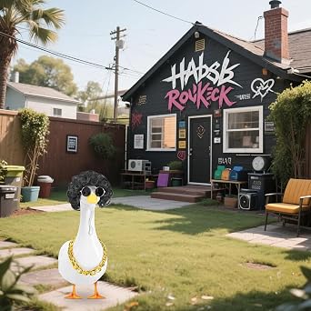 MXVPY Boho Porch Goose Hat&Necklace&Sunglasses Outfits 3pcs-Cute Funny Lawn Goose Garden Yard Decor for Outdoor Patio Statue