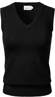 Women Solid Classic V-Neck Sleeveless Pullover Sweater Vest Top