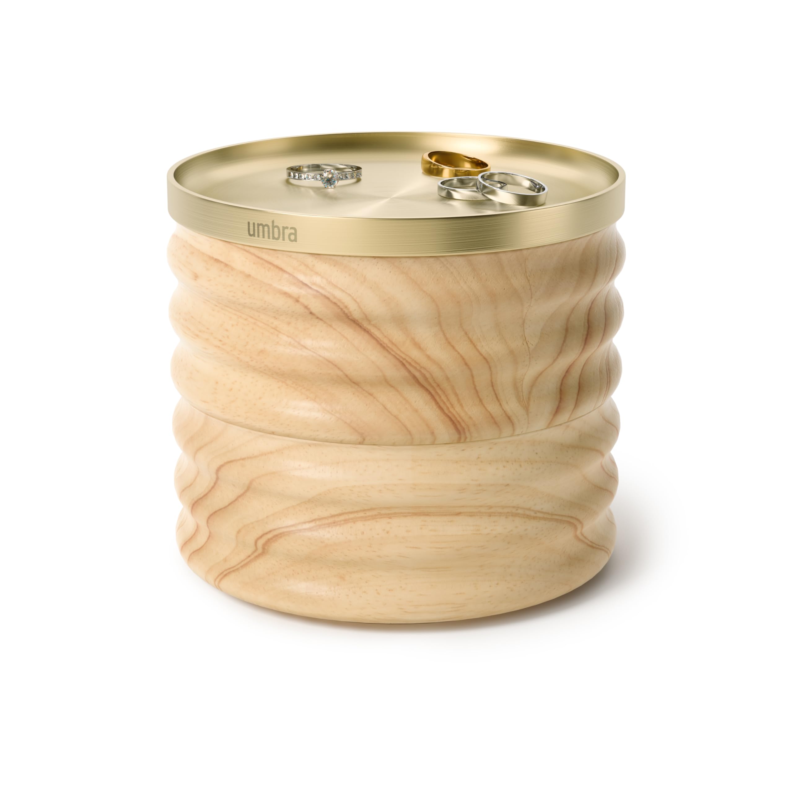 Tesora Wood Jewellery Box, Natural/Brass