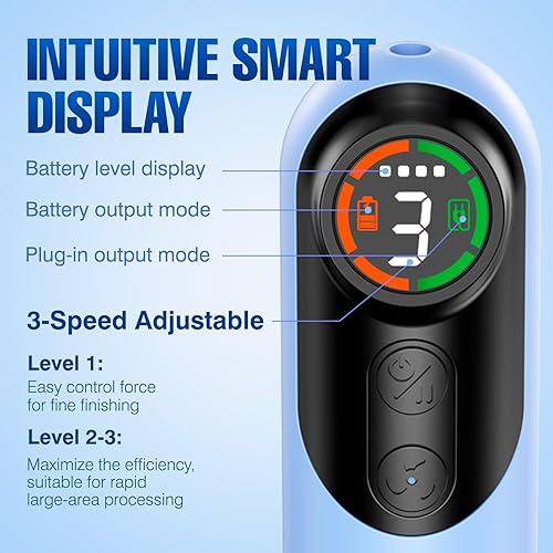 Miniatura 7 de LET'S RESIN Lijadoras y pulidoras eléctricas de resina 4 en 1, 2000 mAh* 2 de gran capacidad de batería, potente 3 velocidades, pantalla LCD,