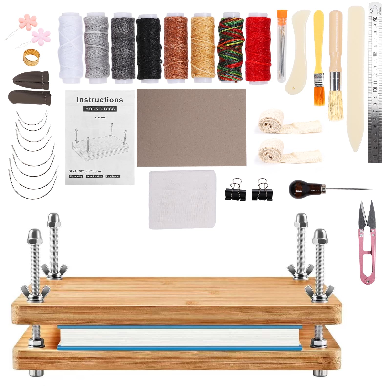 Houten boekpers, boekbinderset, multifunctionele boekpers, handboek
