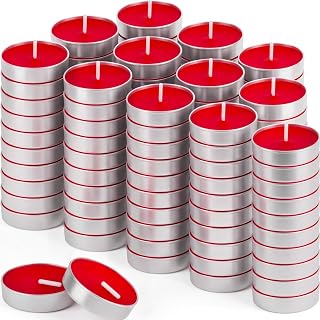 Tea Lights Candles Smokeless Unscented Mini Tealight Candles, Red, 200 Pcs | Dripless Candles for Dinner Party Home Decoration Wedding Centerpiece Birthday Valentine
