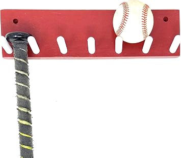 Baseball Bat Rack Holds 6 Full Size Bats Team Color Red