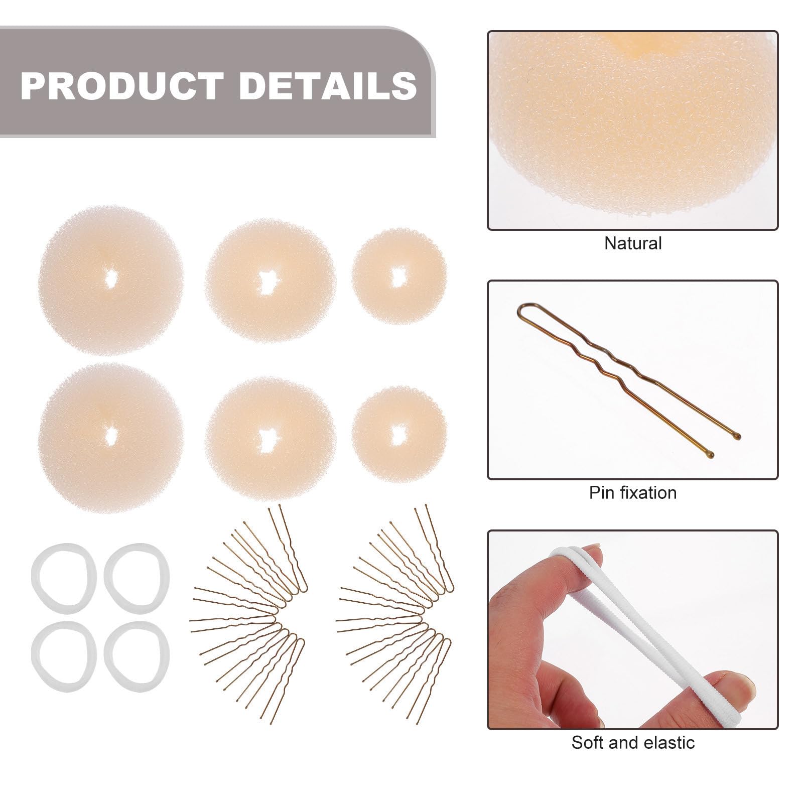Healeved 6sets Accessori Per Acconciature Elastici Per -shaped Per Chignon Occasione Colori Neutri