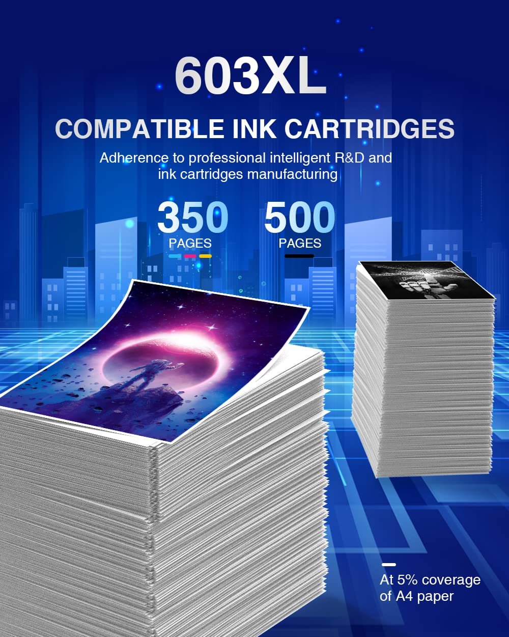 603XL Cartucce Compatibili per Epson 603 XL Multipack pour XP-2100 XP-2105 XP-3100 XP-3105 XP-4100 XP-4105 WF-2810 WF-2830 WF-2835 WF-2850 (5 Pezzi)