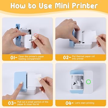 Cudinham 10 Rolls Mini Thermal Printer Paper, 57 X 25mm Kids Camera Paper | Print Pod Pocket Printer Paper, Kids Instant Camera Refill Print Paper for Notes, Flashcards, Journal, Photos, DIY