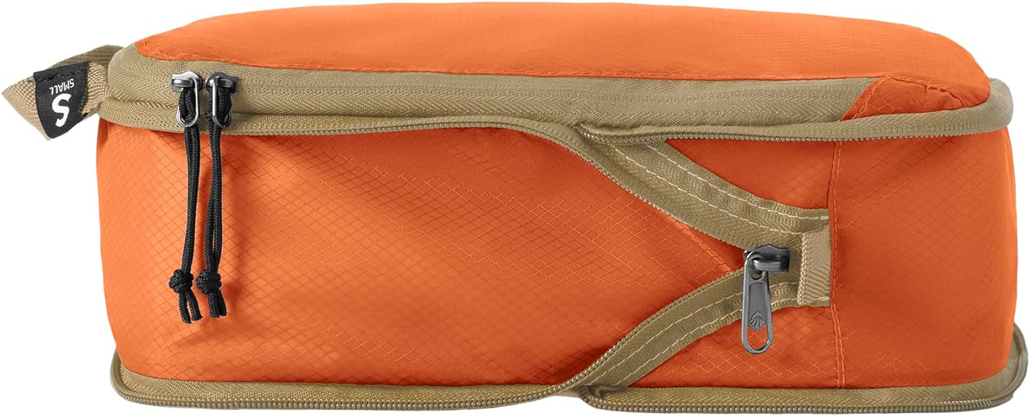 Eagle Creek Pack-It Isolate Compression Cube - Lightweight Compression Cube for Optimizing Luggage Space - Easy-Grab Zipper - Convenient Top Handle - Recycled Materials - Small - Mandarin - Image 3