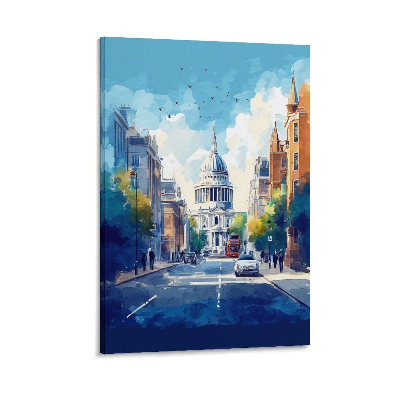 CTZIKWW Belfast Northern Ireland 08x12inch(20x30cm) Vintage Watercolor Canvas Wall Art