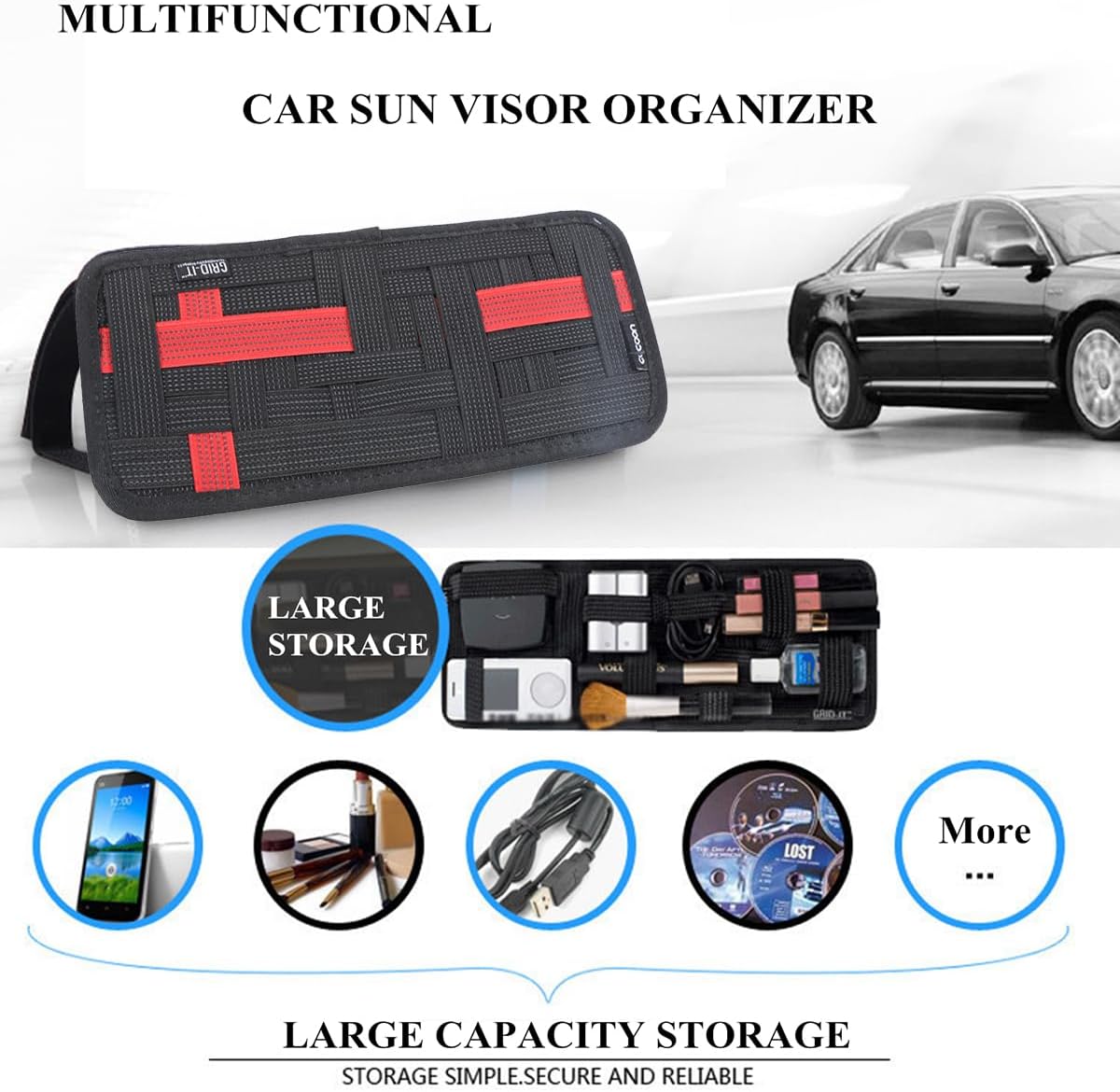 Sun Visor Organizer for Jeep Wrangler TJ JK JL JT 1997-2026 Storage Pocket image 4