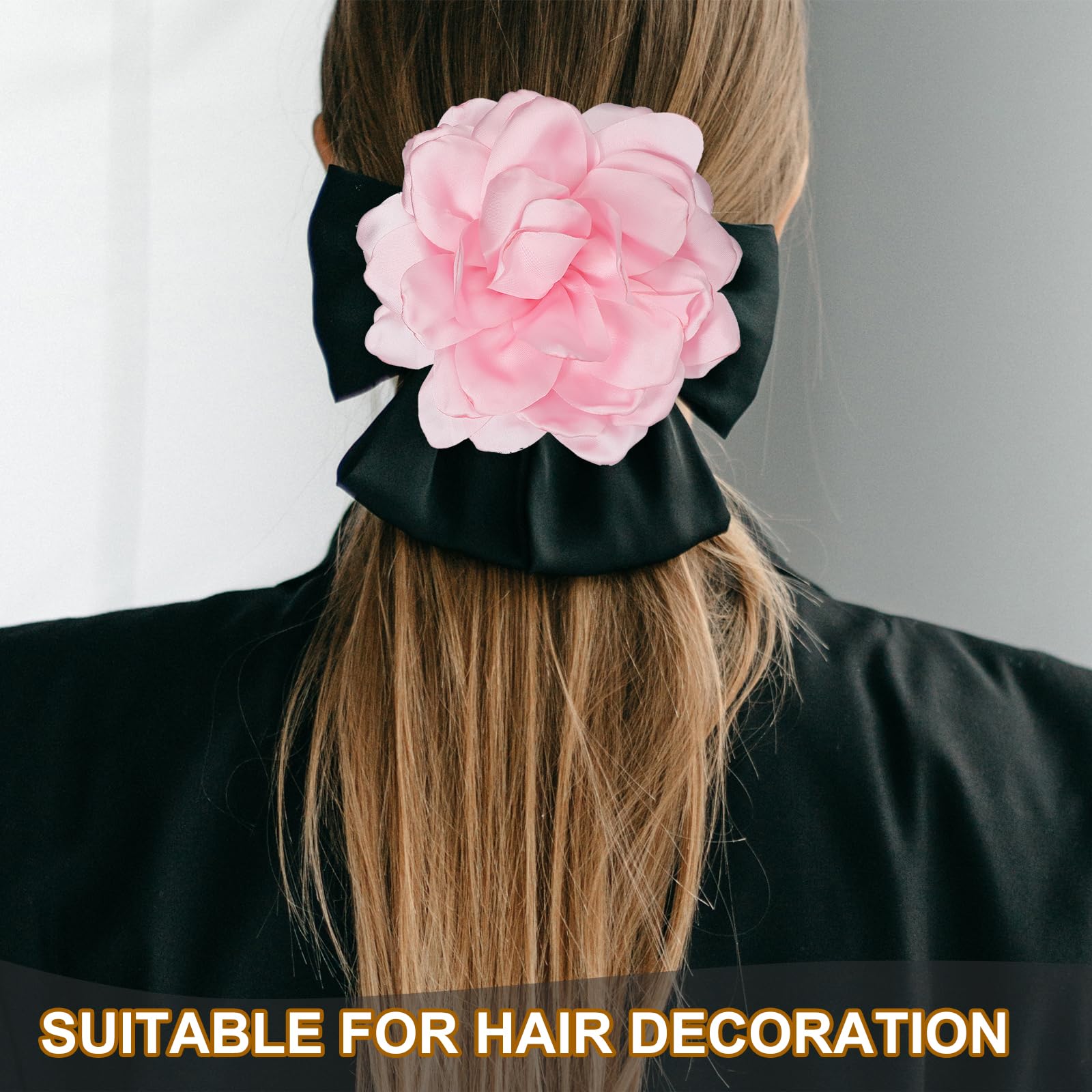 PATIKIL Flor Broche de Seda Satén Peonía Pinza de Pelo Clip Grande Solapa Accesorio para Mujer Boda Fiesta