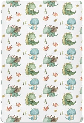 Burbuja Cute Dragon - Sábana bajera ajustable para cuna de 28 x 52 pulgadas para colchones estándar de cuna y de niño pequeño, suave y transpirable