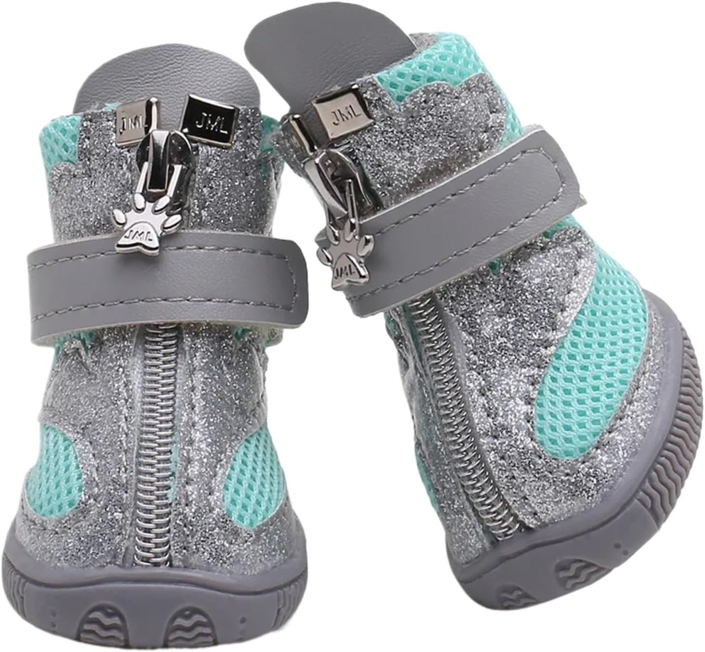 Bling Spring Summer Pet Dog Shoes Breathable Mesh Dog Boots Anti-Slip Small Dog Shoes Puppy Sandals(Silver Green,Style 5)