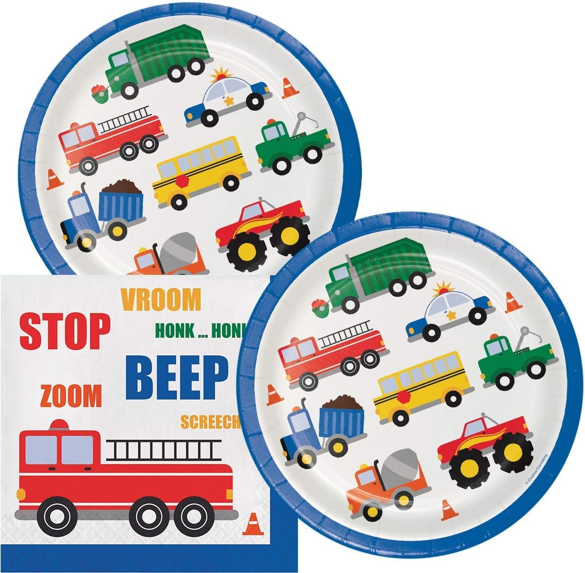 Traffic Jam Birthday Lunch Napkins & Plates Party Kit for 16 Guests