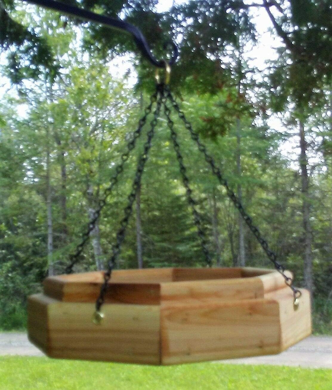 Small Hanging Octagon Platform Bird or Squirrel Feeder Cedar Wood